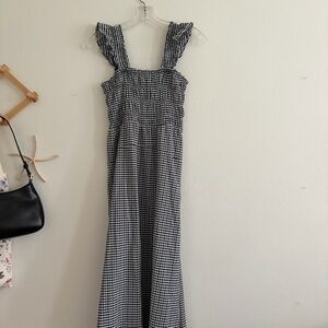 Gingham Midi Dress Navy and White